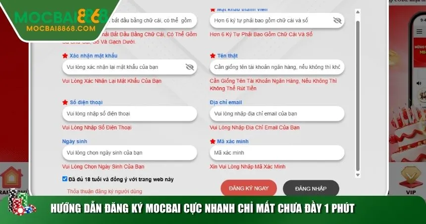 Hướng dẫn đăng ký MOCBAI cực nhanh chỉ mất chưa đầy 1 phút