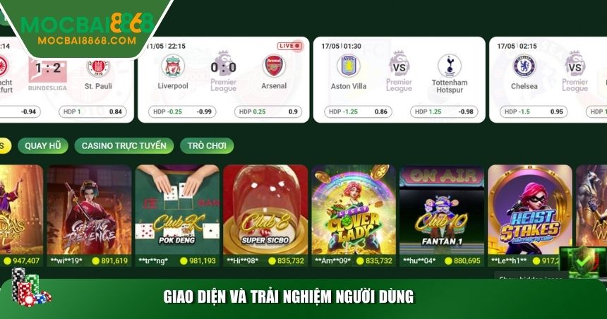 Đánh giá sòng bạc MOCBAI từ người dùng - giao diện và trải nghiệm cược người dùng